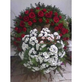 Wieniec Pogrzebowy Biała Margaretka I Czerwona Róża